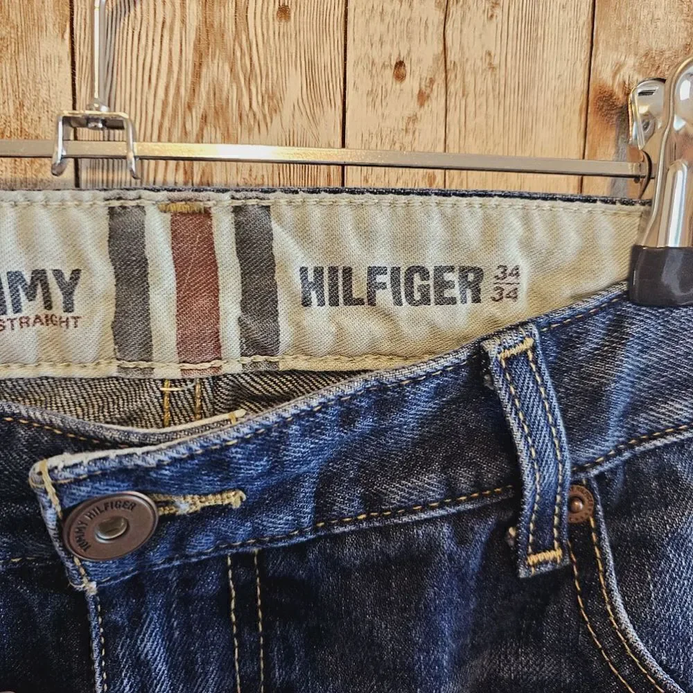 Tommy Hilfiger Stretch Dark Blue Straight Fit Jeans Size 34X34